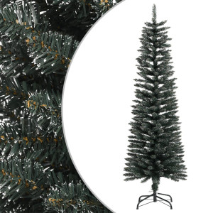 Árbol Navidad artificial estrecho con soporte PVC verde 150 cm D