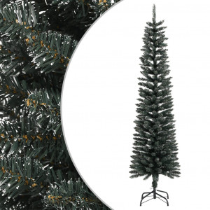 Árvore de Natal artificial estreita com suporte de PVC verde 180 cm D