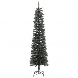 Árbol Navidad artificial estrecho con soporte PVC verde 180 cm H