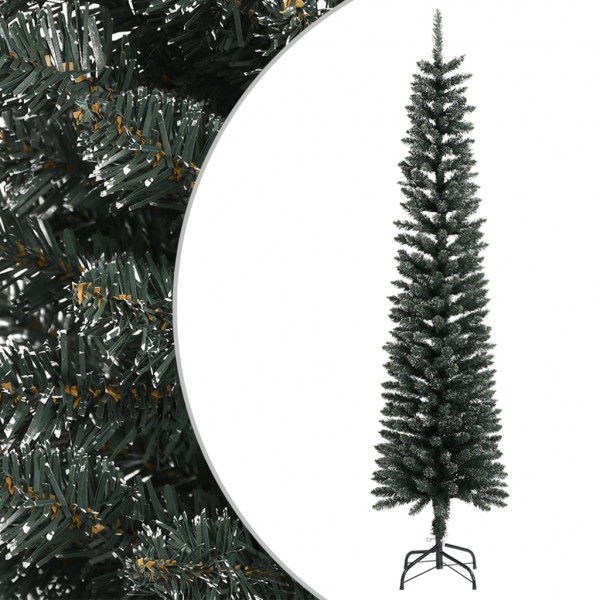 Árbol Navidad artificial estrecho con soporte PVC verde 240 cm D