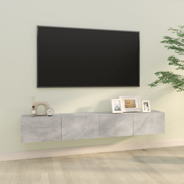 Mueble TV de pared 2 uds madera contrachapada gris 100x30x30cm D