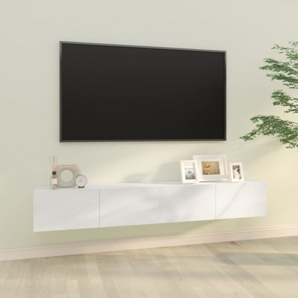 Mueble de TV pared 2 uds madera blanco brillante 100x30x30 cm D