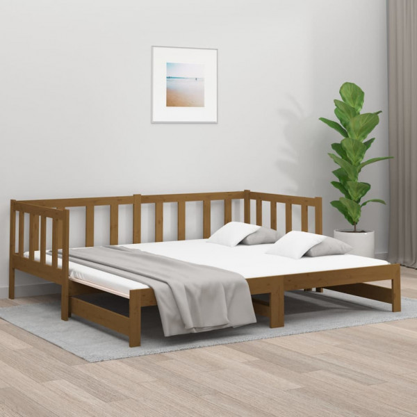 Sofá cama extraíble madera maciza pino marrón miel 2x(90x190)cm D