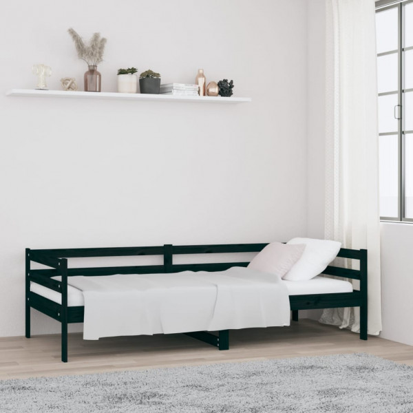Sofá cama de madera maciza de pino negro 80x200 cm D