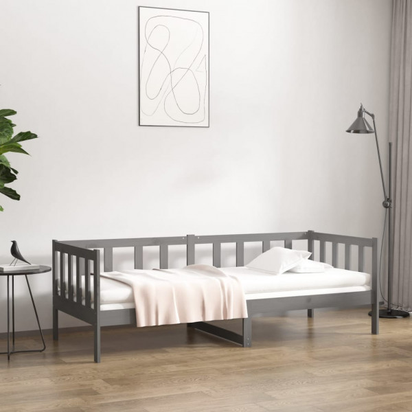 Sofá cama madeira maciça de pinho cinza 80x200 cm D