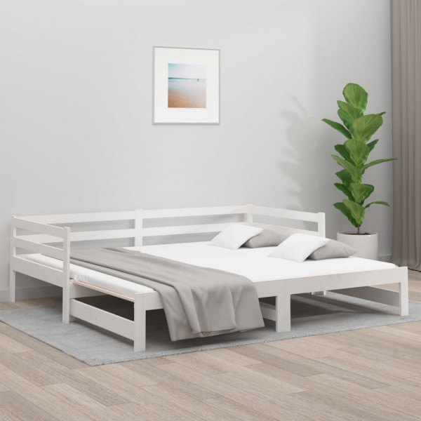 Sofá cama extraíble madera maciza de pino blanco 2x(80x200) cm D