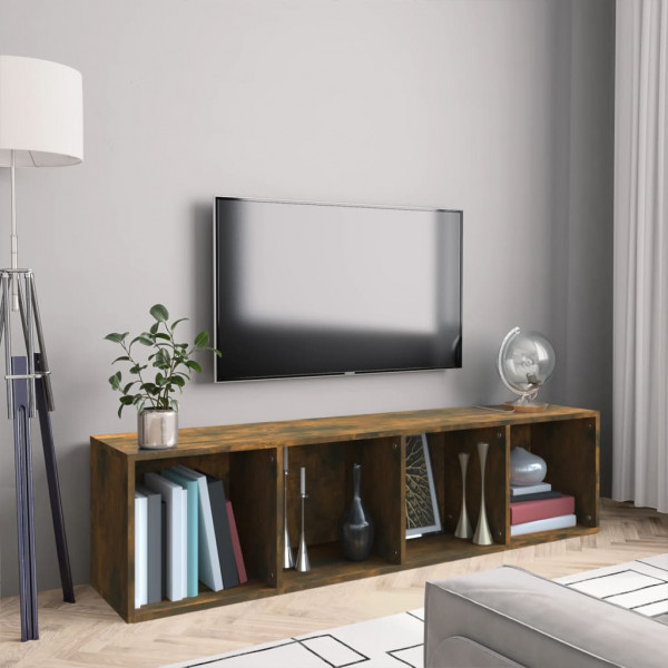 Móvel TV/estante de madeira carvalho fumado 143x30x36 cm D