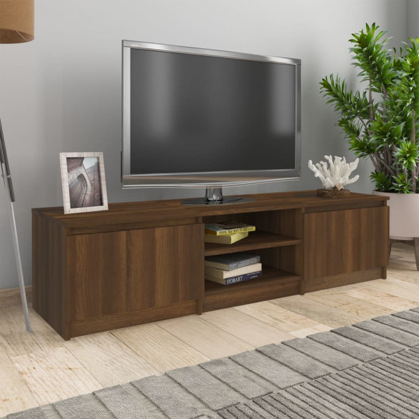Mueble para TV madera contrachapada marrón roble 140x40x35.5 cm D