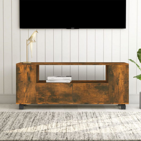 Mueble para TV madera contrachapada roble ahumado 120x35x48 cm D