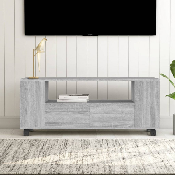 Mueble de TV madera contrachapada gris Sonoma 120x35x48 cm D