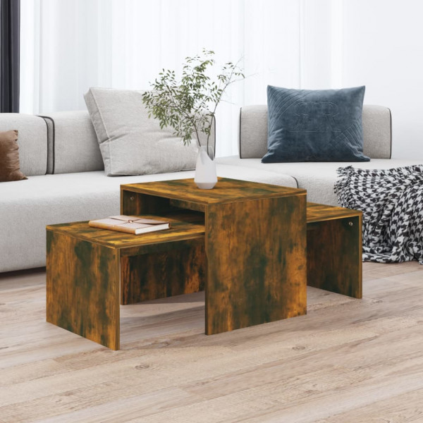 Set mesas centro madera contrachapada roble ahumado 100x48x40cm D