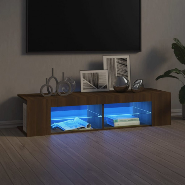 Mobiliário de TV com luzes LED marrom 135x39x30 cm D