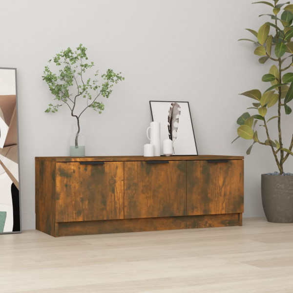 Mueble de TV madera contrachapada roble ahumado 102x35x36.5 cm D