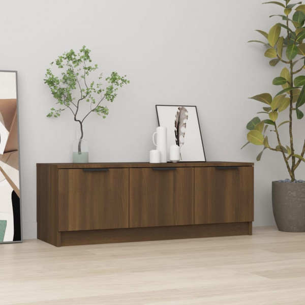 Mueble de TV madera contrachapada marrón roble 102x35x36.5 cm D