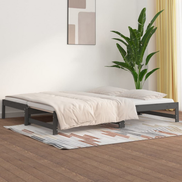 Sofá-cama removível em madeira maciça de pinho cinza 2x(90x200) cm D