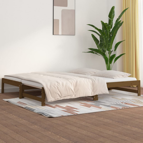 Sofá cama removível madeira maciça de pinho marrom 2x(90x200) cm D