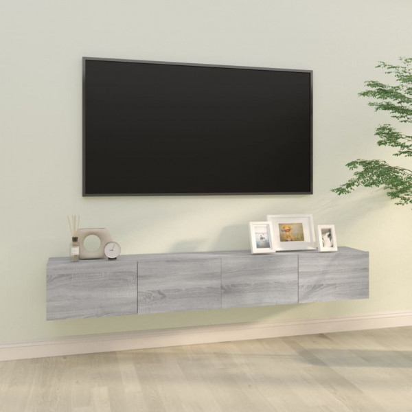 Mueble TV de pared 2 uds madera contrachapada gris 100x30x30cm D