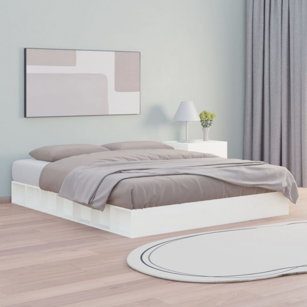 Estrutura da cama madeira maciça branca 120x200 cm D