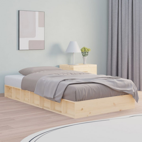 Estrutura de cama individual pequena em madeira maciça 75x190 cm D