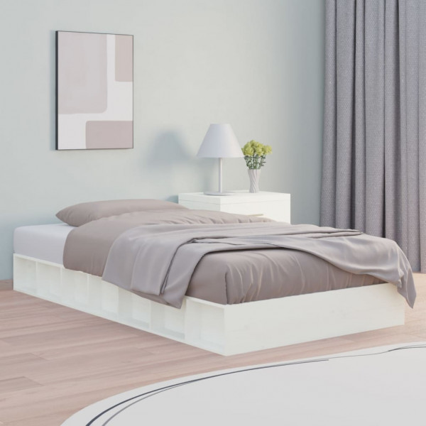 Estructura de cama de madera maciza blanco 140x190 cm D