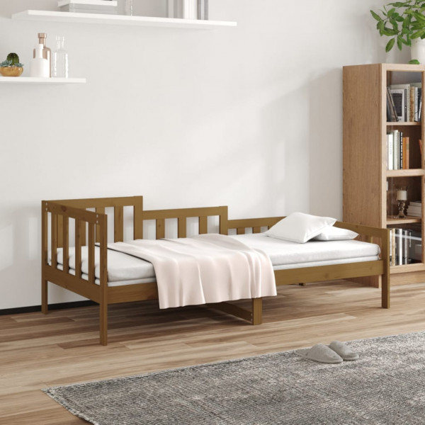 Sofá cama de madeira maciça de pinheiro marrom mel 80x200 cm D