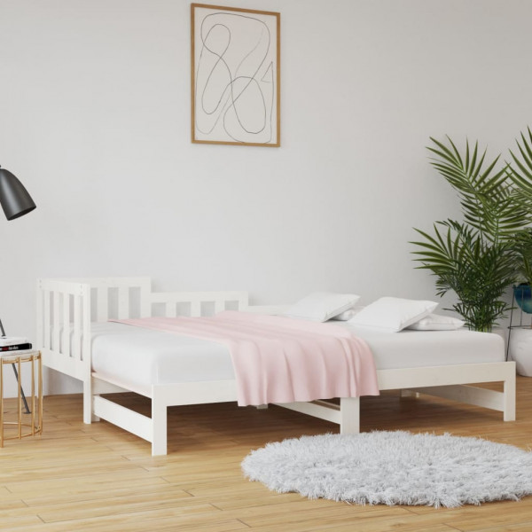 Sofá cama removível madeira maciça de pinho branco 2x80x200 cm D