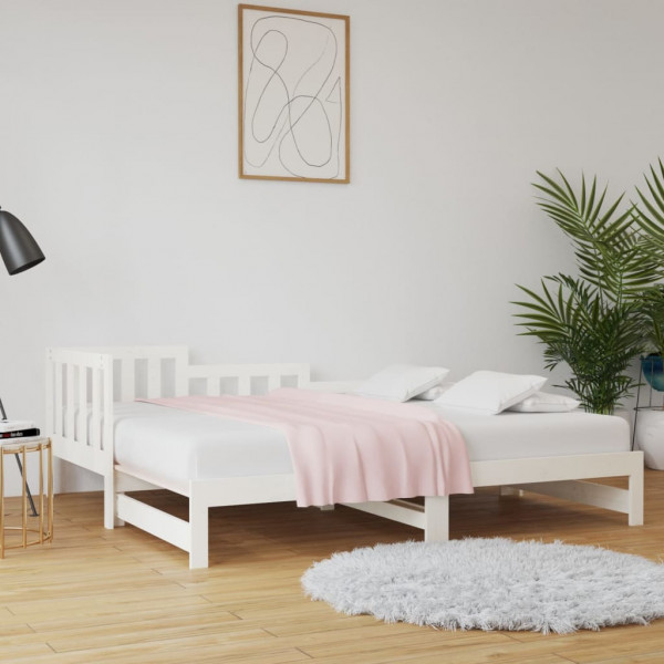 Sofá cama removível madeira maciça de pinho branco 2x(90x190) cm D