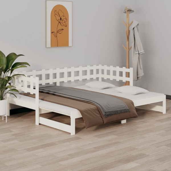 Sofá cama extraíble madera maciza de pino blanco 2x(80x200) cm D