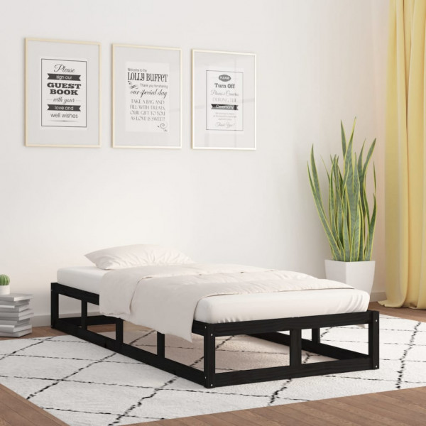 Estrutura de cama individual em madeira maciça preta 75x190 cm D