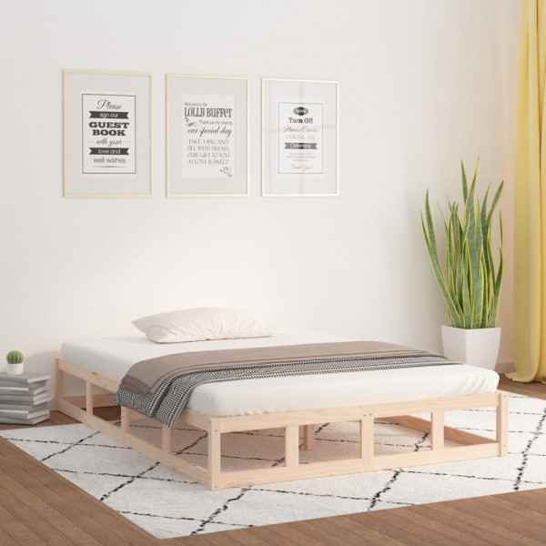 Estructura cama doble pequeña madera maciza 135x190 cm D