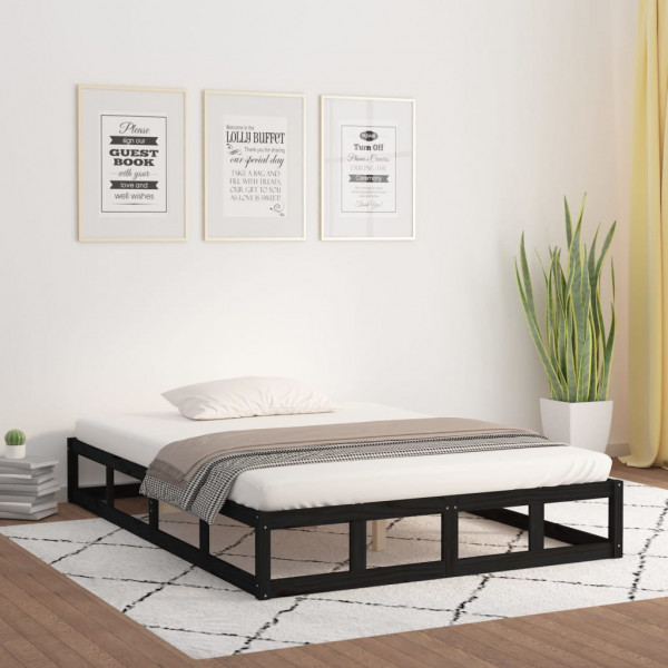 Estructura cama madera maciza negra 140x190 cm D