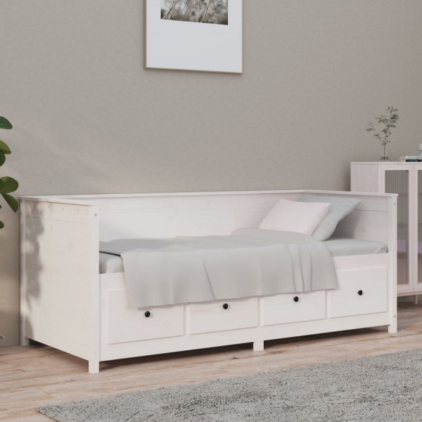 Sofá-cama em madeira maciça de pinho branco 100x200 cm D