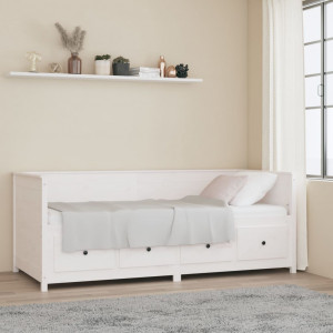 Sofá cama madera maciza de pino blanco 90x200 cm D