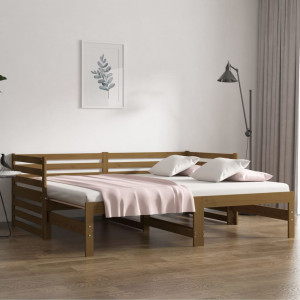 Sofá cama removível em madeira maciça de pinho castanho mel 2x(90x190)cm D