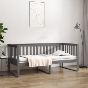 Sofá cama de madera maciza de pino gris 100x200 cm D