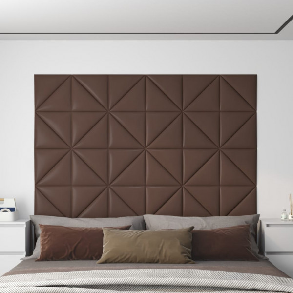 Painéis de parede 12 unidades couro sintético marrom 30x30 cm 0,54 m² D