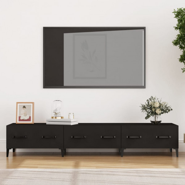 Mobiliário de TV madeira contraplacada preta 150x34.5x30 cm D
