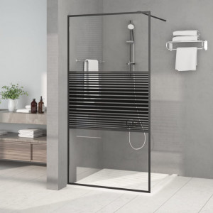 Mampara de ducha vidrio ESG transparente negro 100x195 cm D