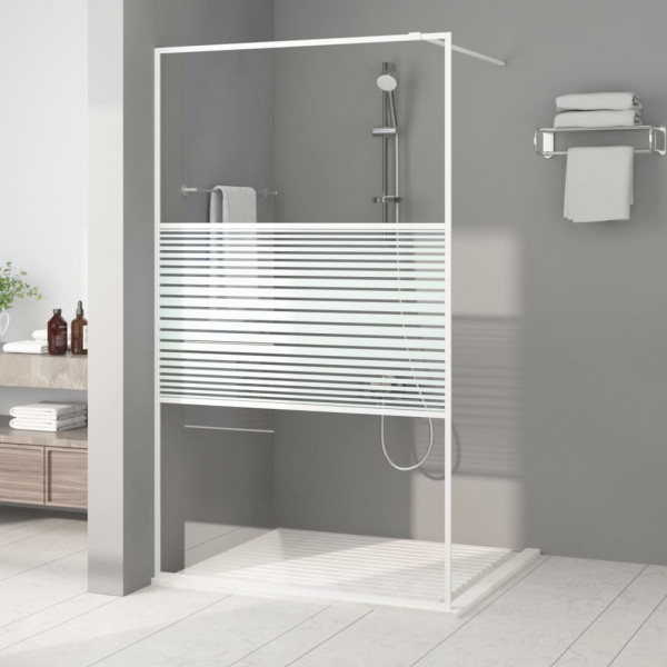Resguardo de duche em vidro ESG branco transparente 115x195 cm D