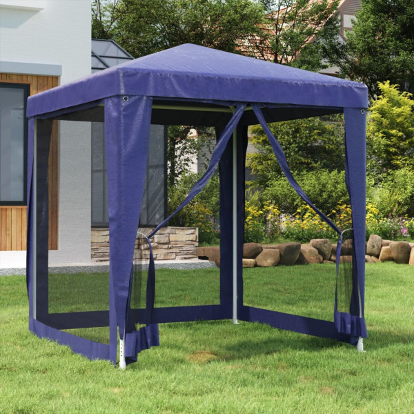 Carpa para fiestas con 4 paredes de malla HDPE azul 2x2 m D