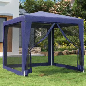 Tenda de festa com 4 paredes de malha HDPE azul 2,5x2,5 m D