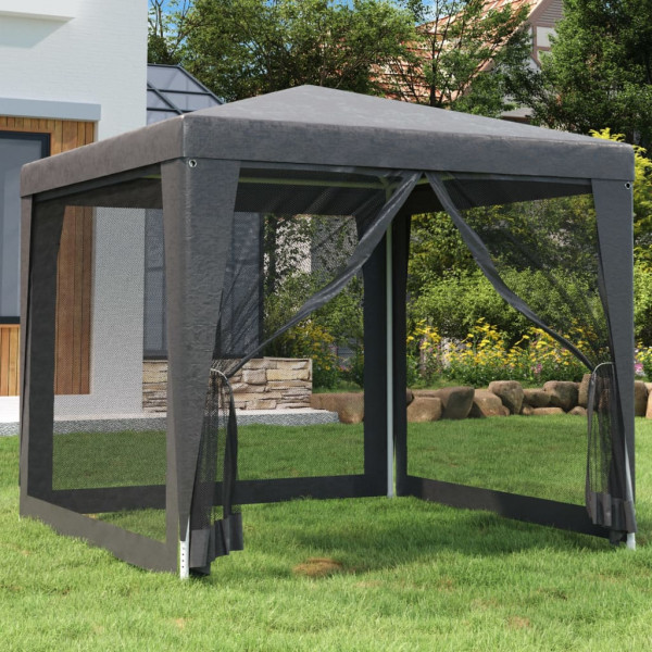 Carpa para fiestas 4 paredes malla HDPE gris antracita 2.5x2.5m D