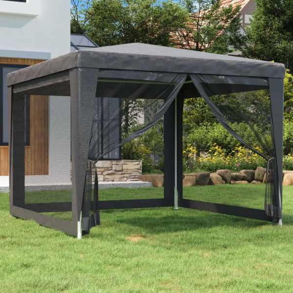 Carpa para fiestas 4 paredes de malla HDPE gris antracita 3x3 m D