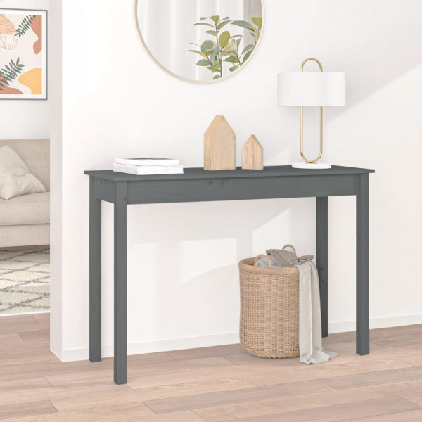Mesa de consola madeira maciça de pinho cinzento 110x40x75 cm D