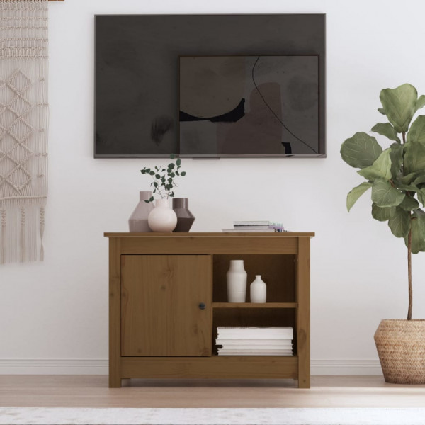 Mobiliário de TV madeira maciça de pinho marrom mel 70x36.5x52 cm D