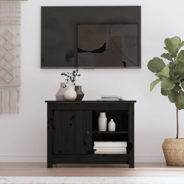 Móveis de televisão de madeira maciça de pinho preto 70x36.5x52 cm D