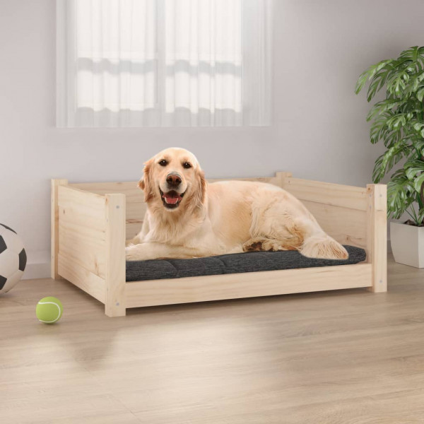 Cama para perros madera maciza de pino 75.5x55.5x28 cm D