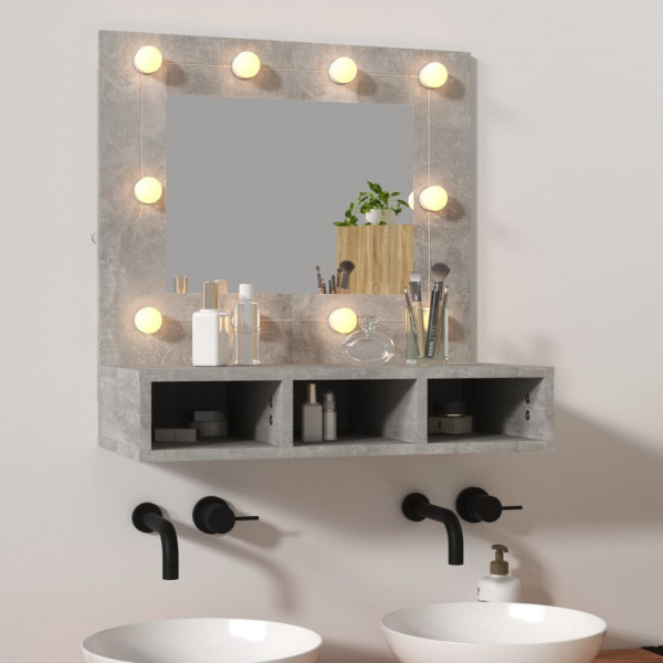 Mobiliário com espelho e LED cinza 60x31.5x62 cm D
