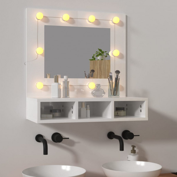 Mueble con espejo y LED blanco brillante 60x31.5x62 cm D