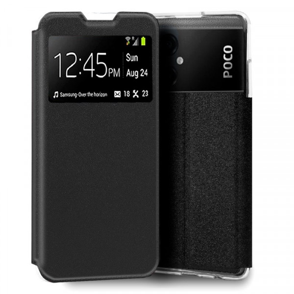Fundação COOL Flip Cover para Xiaomi Poco M5 Liso Negro D